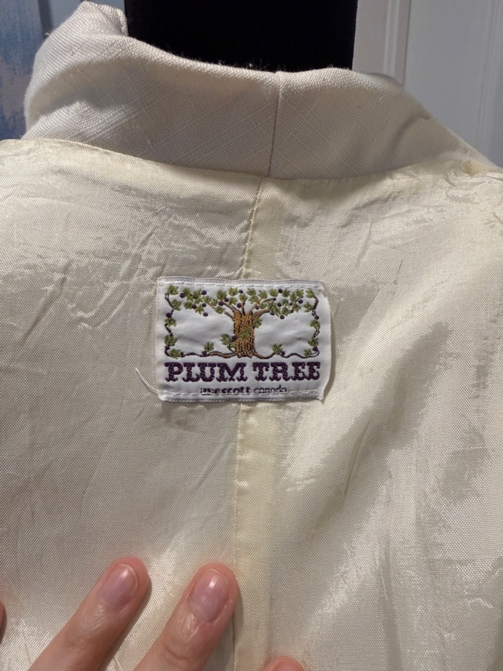Vintage Women's Cream Single-Button Blazer-Faux Linen - Picture 5 of 8